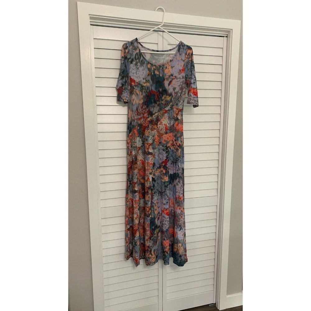 Soft Surroundings Nanette Floral soft jersey elbow sleeve maxi dress size S